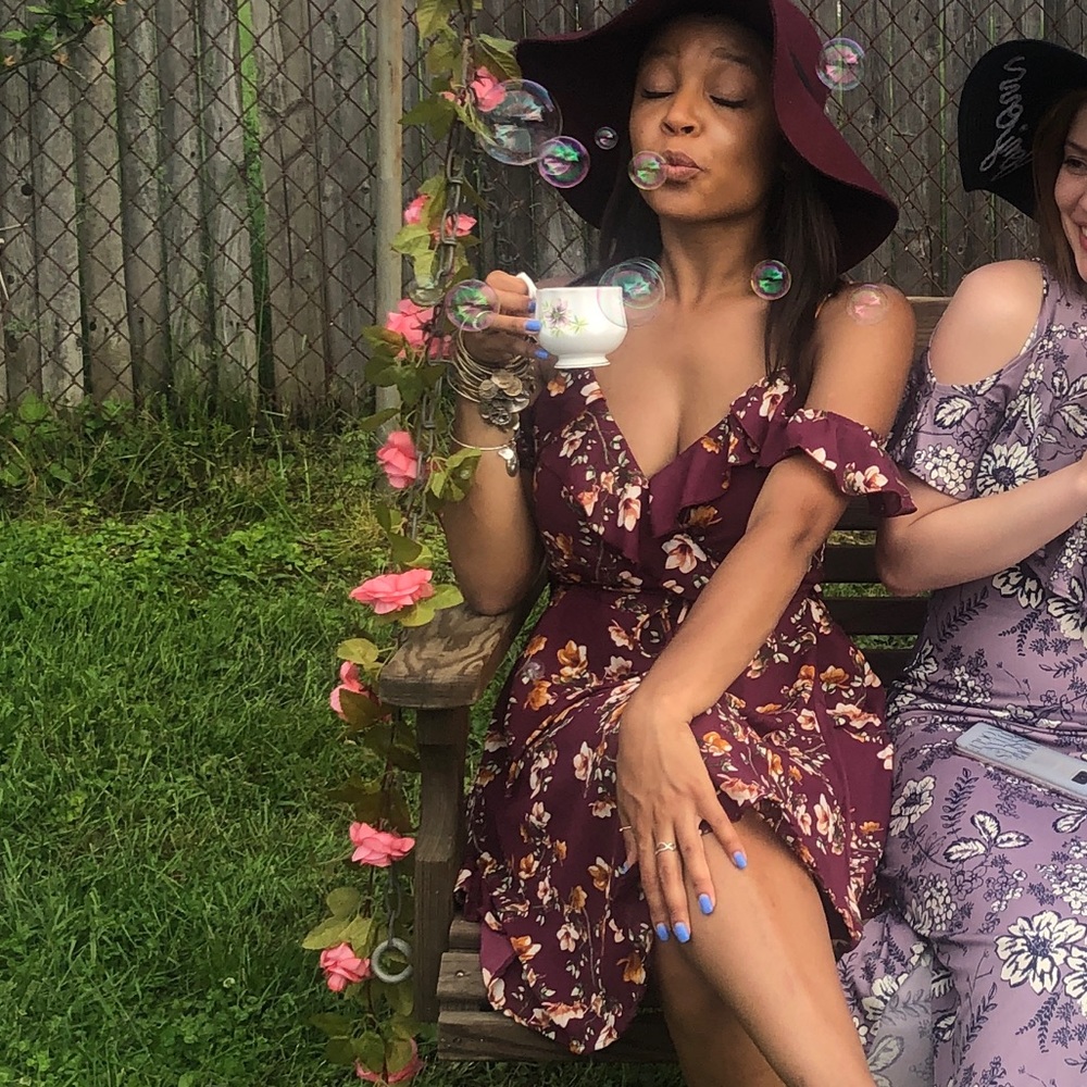 Francesca’s Burgundy Floral Dress